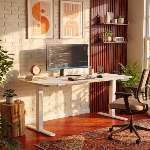 55 Inch Standing Desk with USB-C Port, Cable Management, White