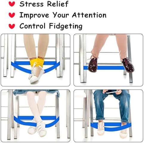 6 Pack Chair Bands for Kids with Fidgety Feet, ADHD Tools for Kids, ROOKEA Sensory Room Must Haves for Adhd Kids Fidget Chair Bands Autism Classroom Must Haves ADHD Tools for Classroom Home Chairs