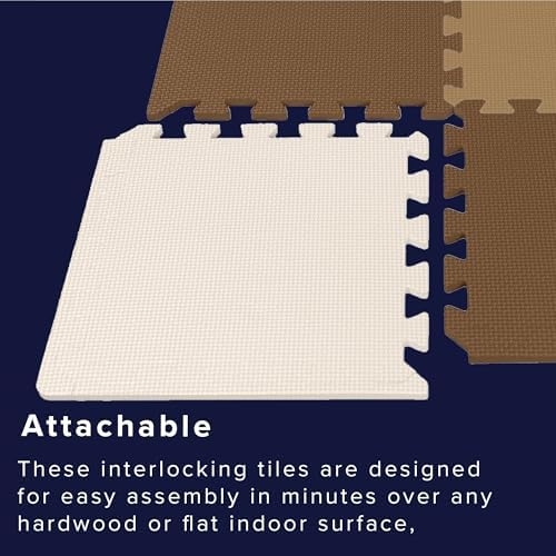 We Sell Mats Interlocking Foam Floor Tiles - 3/8" Thick Brown/Tan 18-Pack