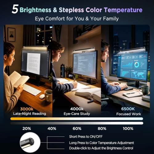 Quntis Monitor Light Bar 15.7 Inch, Eye Care Dual Light with 24 RGB Modes