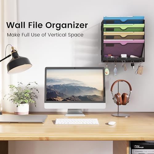 Hanging Wall File Organizer 5-Tier Wall Mount Mail Organizer