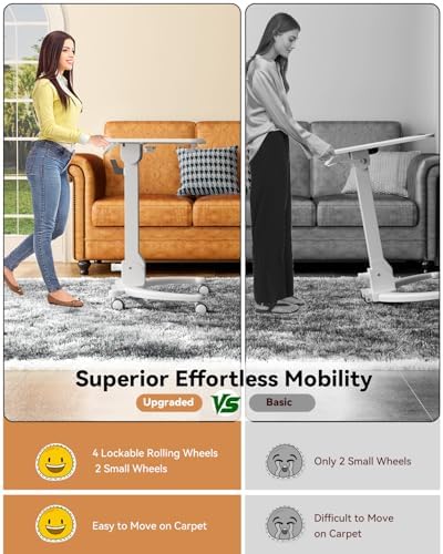 JOY worker Foldable Standing Desk on Wheels, Mobile Adjustable Laptop Desk
