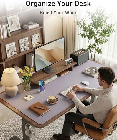 Aothia Faux Leather Desk Mat - Large Mouse Pad, Non-Slip PU Leather Blotter, Waterproof Writing Surface for Office and Home (Lavender, 40" x 24")