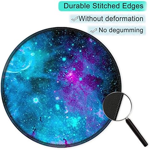 ITNRSIIET Round Mouse Pad with Stitched Edge Premium-Textured Waterproof Non-Slip Rubber Base Desktop Protection Mat Diameter 8.7 inches, Nebula Galaxy