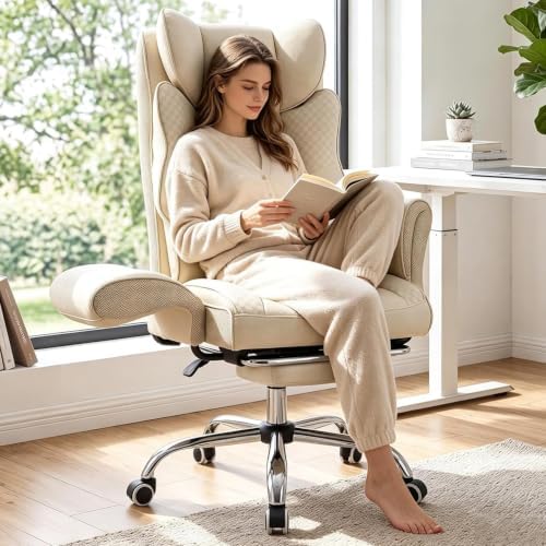 Criss Cross Big and Tall Office Gaming Chair Flip Armrests with Foot Rest