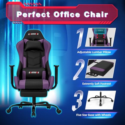 Purple Ergonomic High Back PC Racing Massage Gaming Chair