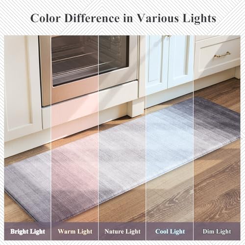 KIMODE Anti Fatigue Kitchen Mats for Floor,Gradient Grey Purple Kitchen Rug