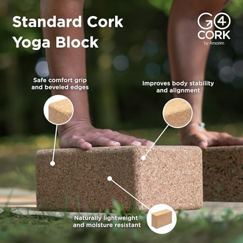 Go4Cork Cork Yoga Block | Non-Toxic, Alternative To Foam Yoga Blocks | Odorless, Soft, Non-Slip, Workout & Exercise | Yogi Gift Accessories | Men & Women | Eco Friendly, Sustainable