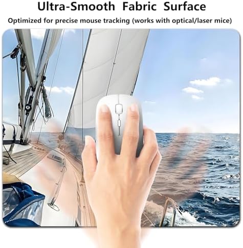 9.5x7.9 Inch Office/Gaming Mouse Pad, Sailing Boat on The Serene Sea with Hoisted Sails and Teak Deck Cute Anti-Slip Mat for Desk