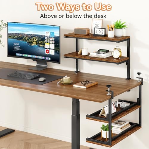 IBUYKE Clamp on Desk Shelf, 22.8” Large Desk Extender Shelves UTMZ010H