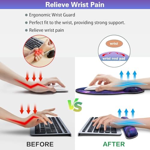 Desk Pad Galaxy, Mouse Pad with Wrist Rest, 3-in-1 Wrist Support Mousepad