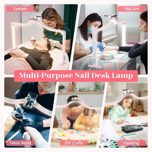 Yokilly Arc Half Moon Light: 34" Shadow-Free Large Nail Light for Desk