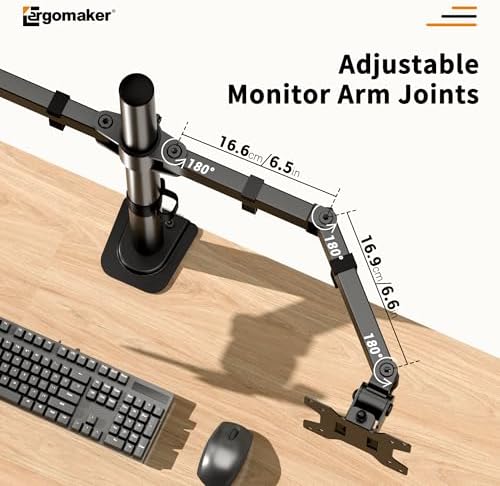 ERGOMAKER Dual Monitor Mount, Height Adjustable Swivel for 13-27" Screens