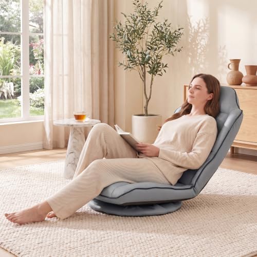 KOMFOTT 360° Swivel Floor Gaming Chair with Adjustable Backrest (Grey)