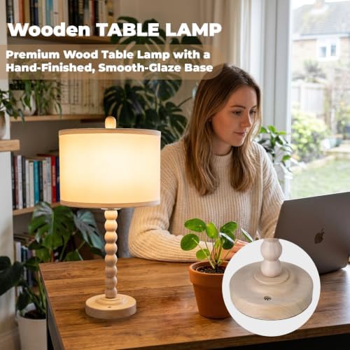 LALISU Farmhouse Table Lamp Cordless Touch Dimmable Bedside Lamps