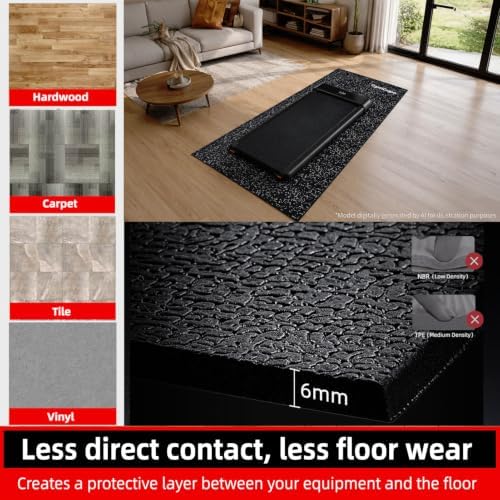 GymCope Foldable Treadmill Mat for Hardwood Floors Carpet, 6mm Exercise Mat