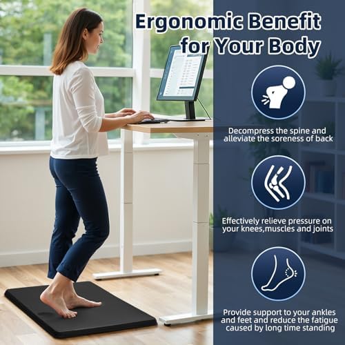 Kitchen Mat Cushioned Anti Fatigue, 0.75" Waterproof,Non Slip Kitchen Rugs, Memory Foam Comfort Mat for Standing at Home,Office,Sink,Laundry(20"x71" Black)