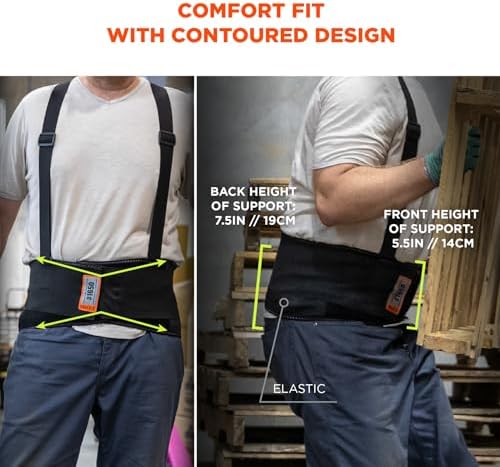 Ergodyne ProFlex 1650 Back Support Belt, 7.5" Elastic, Adjustable, Removeable Straps, XL