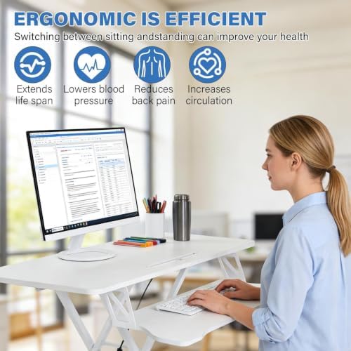 37" Height Adjustable Standing Desk Converter, Stand up Desk Riser