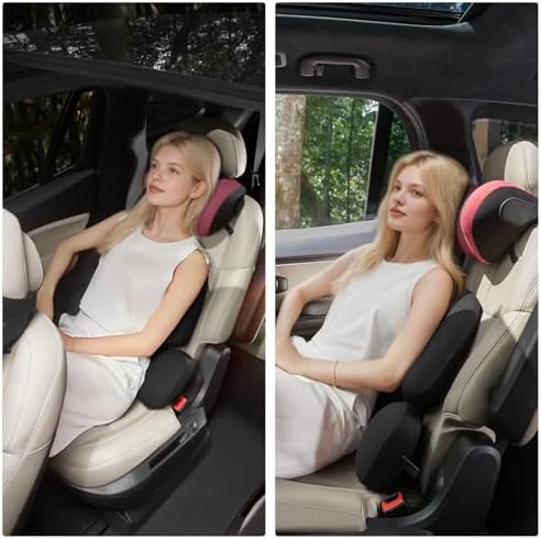 BEBAS Ergonomic Car Headrest Pillow, Memory Foam Neck Support, Red