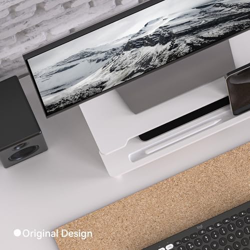 16.5” Bamboo Monitor Stand with Phone & Tablet Holder Desk Shelf