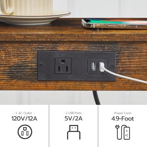 HOOBRO Side Tables Set of 2 with Charging Station, 2-Tier Small End Tables