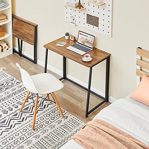 WOHOMO Folding Desk, 31.5" Foldable Computer Table for Small Spaces, Walnut
