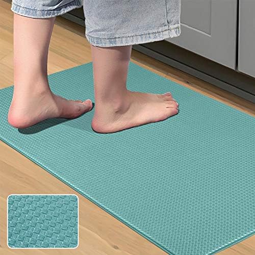 Kitchen Rug Anti-Fatigue Comfort Mat Non Slip Cushioned Comfort Standing Floor Mat Kitchen Mat for Kitchen, Gaming, Office,Standing Desk 18x30 Inch Teal