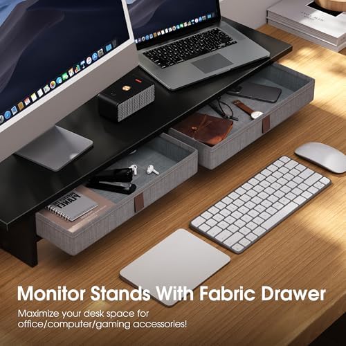Fenge 35 Inch Monitor Stand with Drawer Storage, Computer Riser for Desk