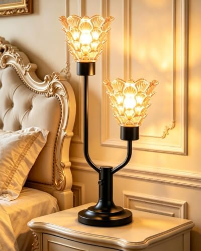 Lightdot Mid Century Modern Table Lamp Dimmable Vintage Black Lamp Gift