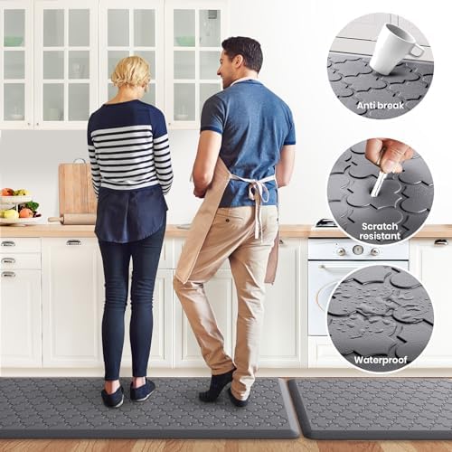 Kitchen Mat 2 PCS Cushioned Anti-Fatigue Floor Mat Standing Mat for Kitchen