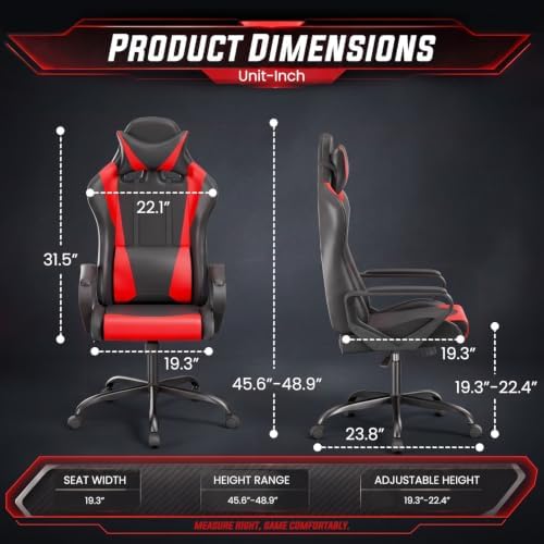 PayLessHere | Gaming Chair | Red | with Adjustable Lumbar Support
