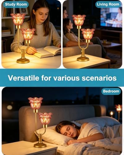 Lightdot Mid Century Modern Flower Table Lamp Vintage Pink Lamp Dimmable