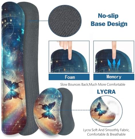 ToLuLu Large Mouse Pad Desk Pad Set, Wrist Rest Support Desk Mat for Keyboard and Mouse, 4PCS 35.4”x15.7 XXL Giant Mouse Pad, Non-Slip Base Stitched Edges Mousepad Home Office, Glittering Butterfly