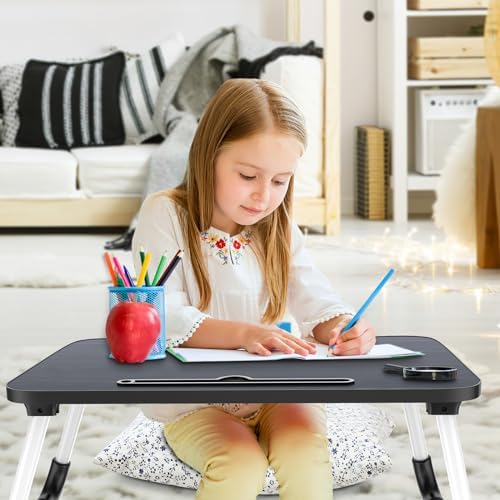 Zapuno Laptop Bed Desk, Foldable Laptop Tray Table with Tablet Slot, Lapdesk Laptop Stand for Bed Portable Standing Table for Bed Couch Floor