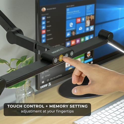 Mount-It! LED Desk Lamp with Adjustable Swing Arms and Clamp Base, Touch Control, Stepless Dimming, and 5 Color Temperatures, Eye-Caring Lighting for Work, Study, and Crafting