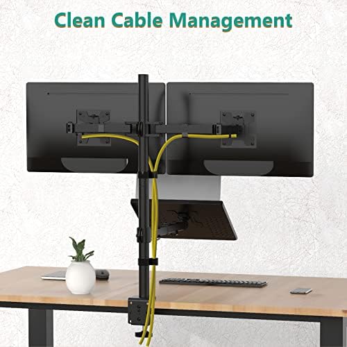 WALI Dual Monitor and Laptop Stand for 17" Notebook and 27" Screens