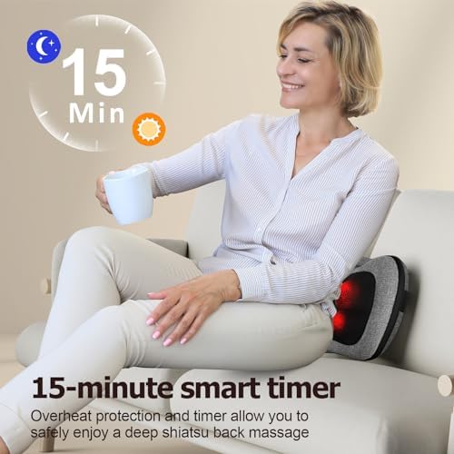 VIKTOR JURGEN Shiatsu Back Massager with Heat for Pain Relief, Gray