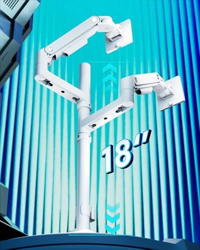 ARES WING White Ultrawide Dual Monitor Mount with USB A/C for 17 to 49 Inch