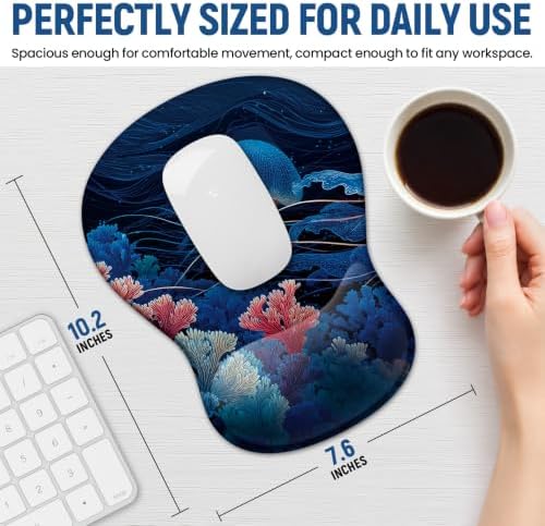 Ergonomic Mouse Pad with Wrist Rest, Gel Wrist Support, Coral Dream