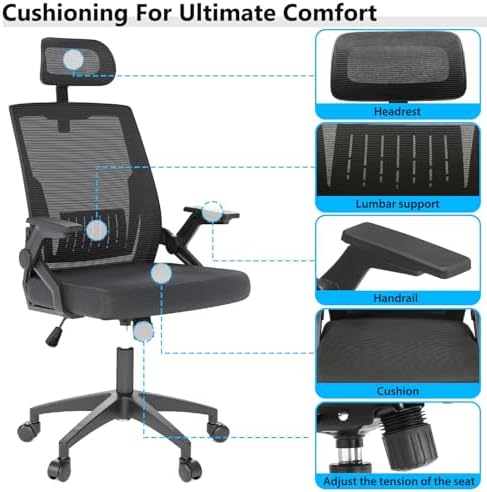 OS MOTOR Ergonomic High-Back Mesh Office Chair with Headrest