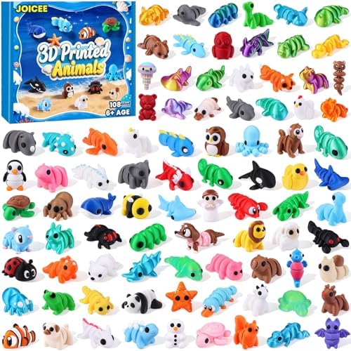 JOICEE 108Pcs Mini 3D Printed Animals Articulated Flexible Fidget Toys