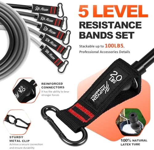 HPYGN Resistance Bands with Handles, 150 lb Exercise Bands for Home Workout