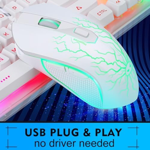 Gaming Keyboard and Mouse Combo, K1 RGB LED Backlit Keyboard with 104 Key for PC/Laptop(White)