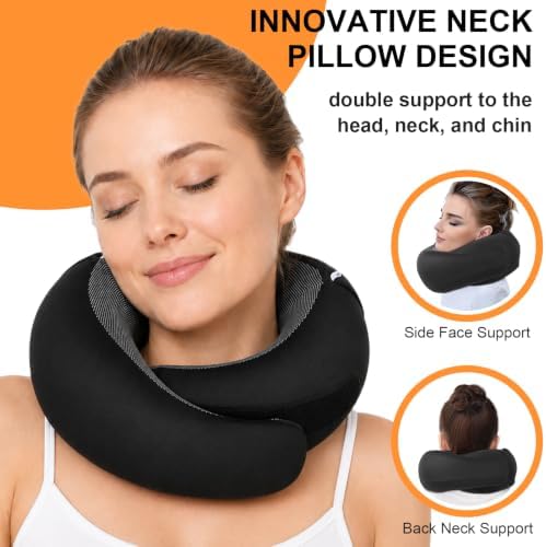 Travel Pillow - Hooded Neck Pillow Airplane Memory Foam Filling