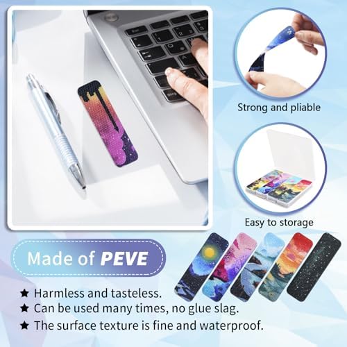 48 Pieces Unique Sensory Stickers for Anxiety Relief Items - Sensory Strips with Storage Box - 2 Textured Surface Fidget Strips for Office & Classroom Desk - Relieve Adult & Teen Stress (Scenery)
