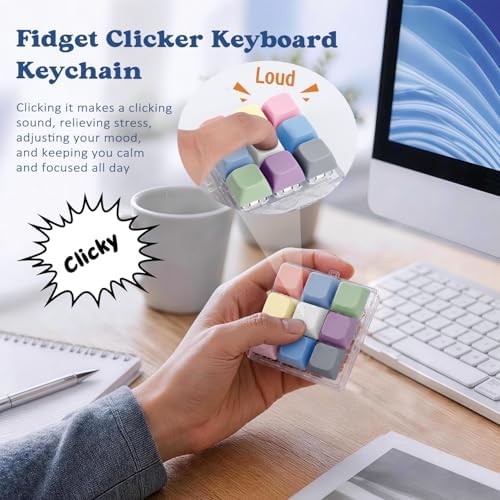 Keyboard Fidget Toy, Creamy Fidget Clicker Keyboard Fidget Keychain, Button Fidget Gifts for Adults, Boost Focus & Ease Anxiety Anywhere — Perfect Stress-Relief Gift (3×3 Grid Layout C)