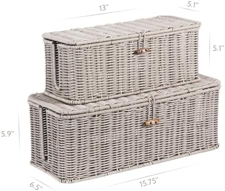 Cable Management Box, Cord Organizer with Lid & Cable Ties - Gray Set