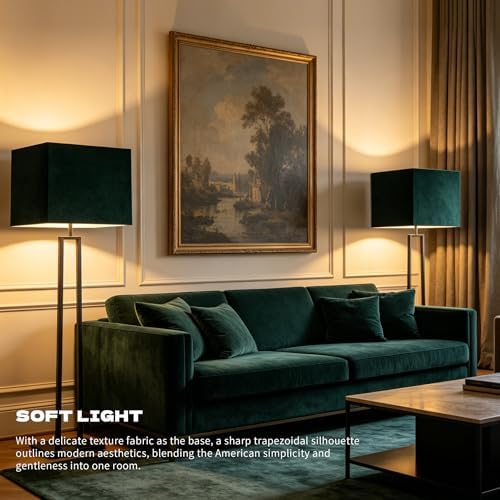 GO&SO Rectangle Lamp Shades Set of 2 Large,Green Velvet Shade 16"Lx8"Wx10"H
