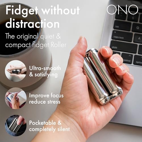 ONO Roller - Handheld Fidget Toy for Adults | Help Relieve Stress, Anxiety, Tension | Promotes Focus, Clarity | Compact, Portable Design (Natural, Junior Size - Stainless Steel)